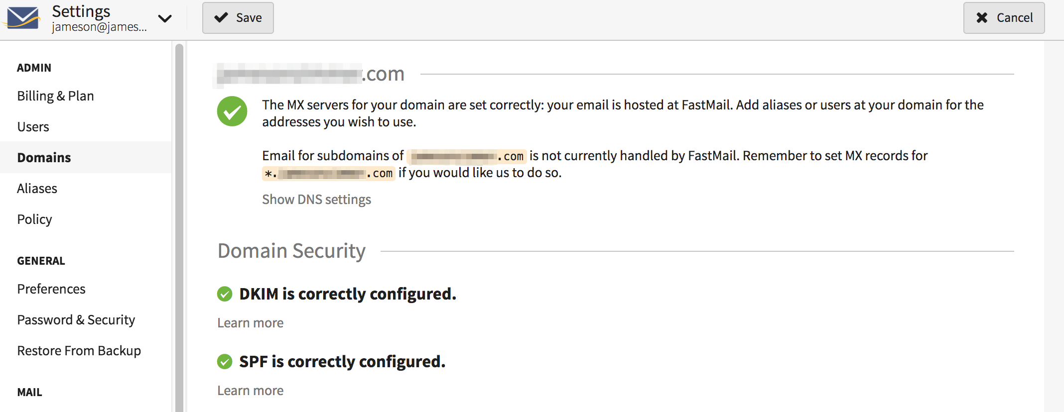 Fastmail screenshot